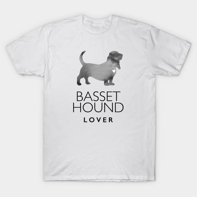 Basset Hound Dog Lover Gift - Ink Effect Silhouette T-Shirt by Elsie Bee Designs